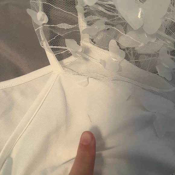 Shein Size 4xl White Crop Top with Mesh Butterfly Sleeves - Picture 7 of 7